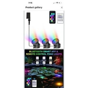 3 pc Pond Lights Remote Control‎ LED Color Changing